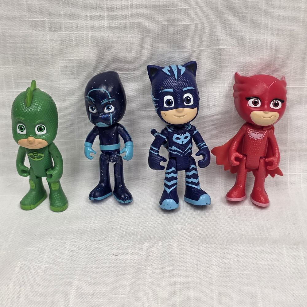 PJ Masks Figure Lot of 4 Catboy Owlette Gekko Night Ninja 3.5" Toys